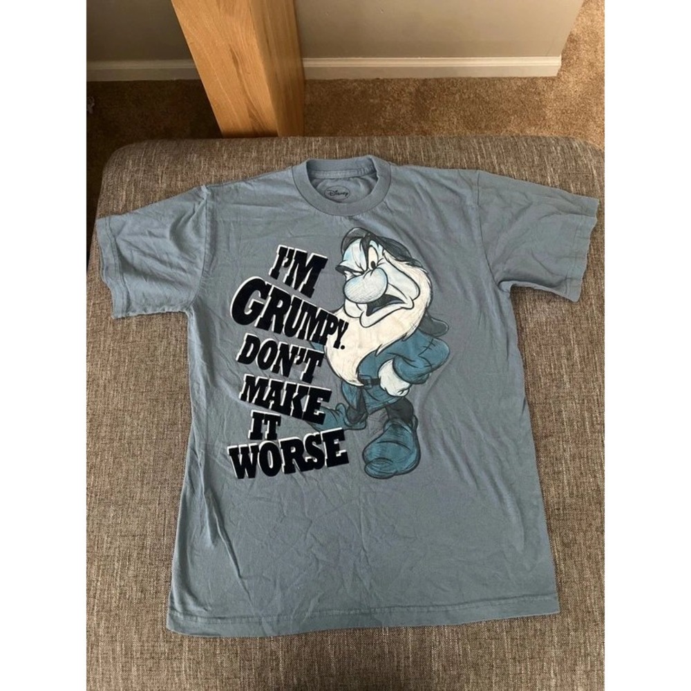 Disney Grumpy Dwarf T-Shirt Mens Medium Blue Snow White Graphic Tee AB1010